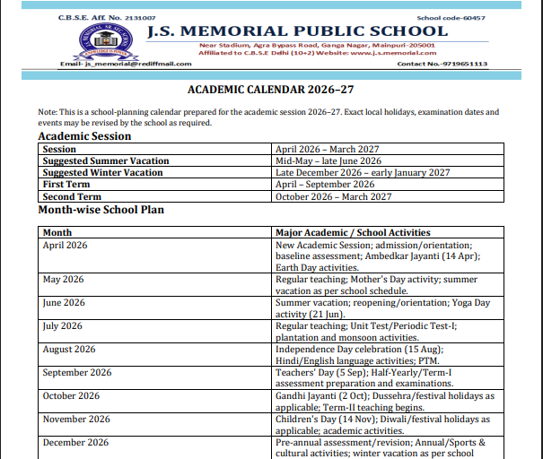 Academic Calendar